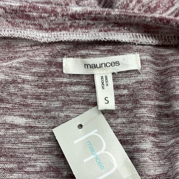 Maurices NWT Maroon Metallic Sparkle Long Flutter Sleeve Top Size Small - Picture 8 of 11